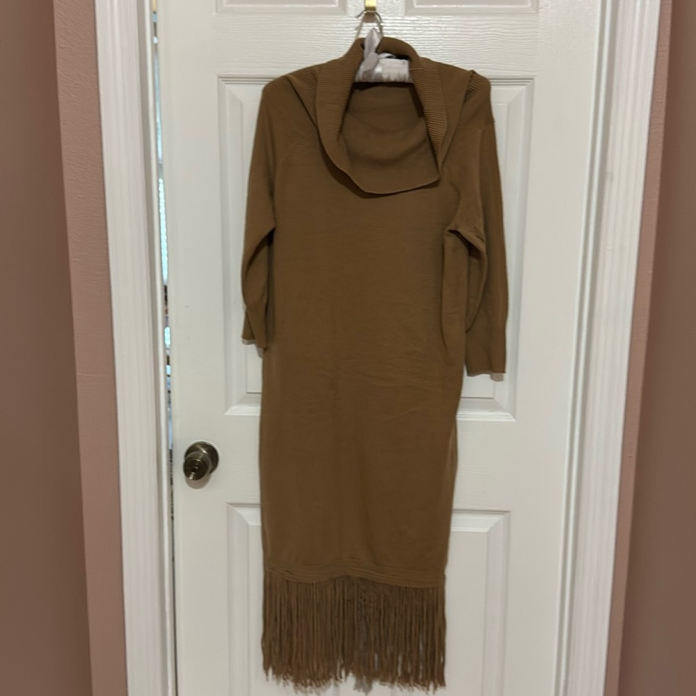 Sweater dress with fringe
